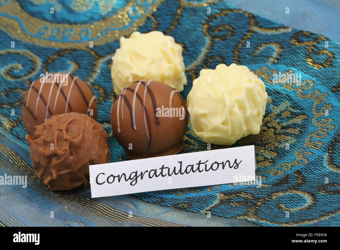 Congratulations card with assorted chocolates, pralines and truffles