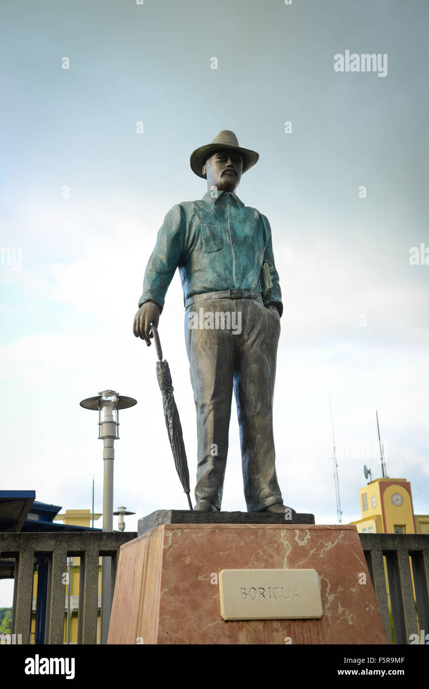 Statue of a Boricua in the plaza of Manati, Puerto Rico. USA territory. Caribbean Island Stock Photo