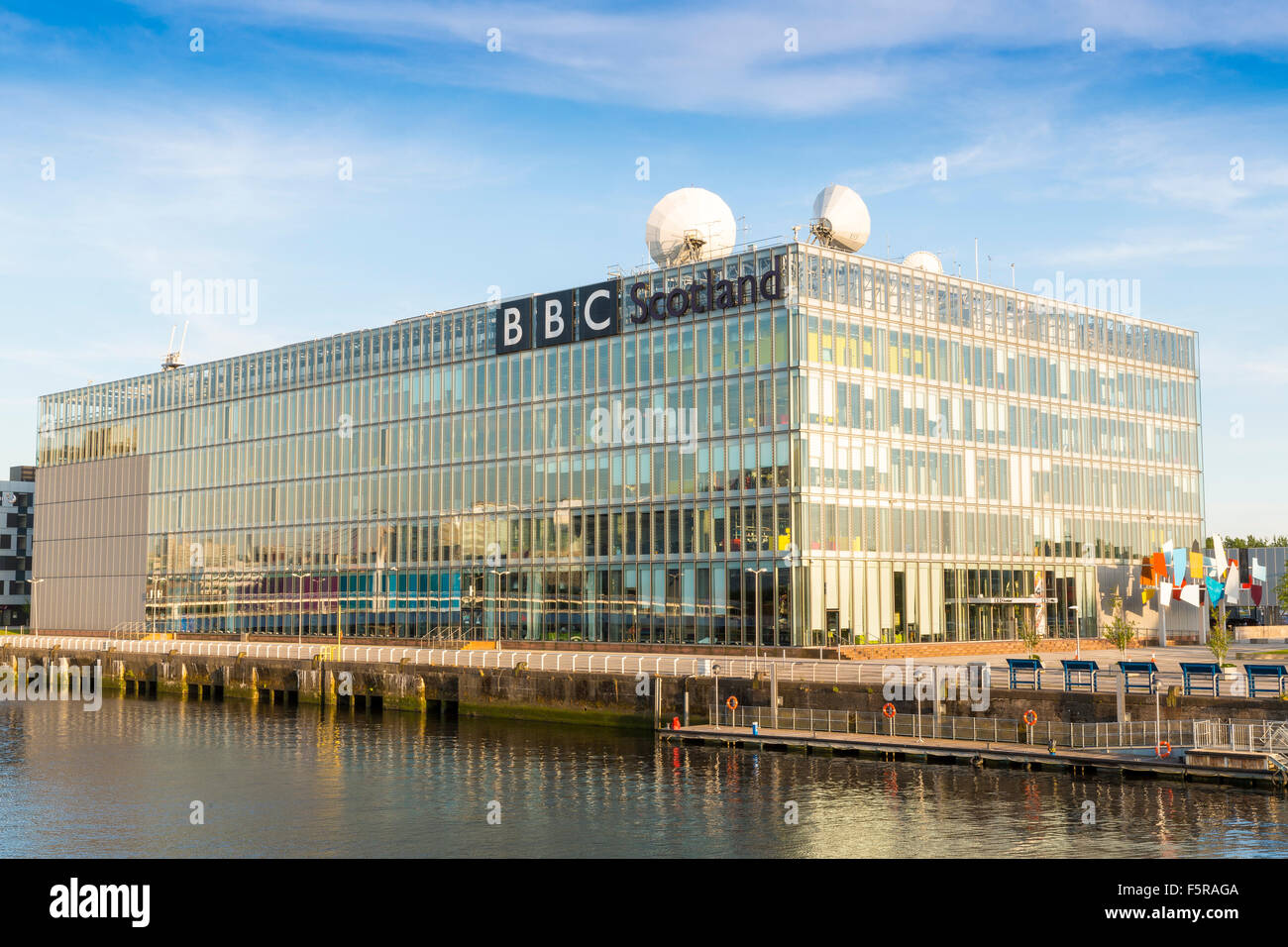 GLASGOW, SCOTLAND, UK - JUNE 11 2015: The BBC Scotland tv studios on the banks of the River Clyde, Glasgow, Scotland, UK Stock Photo