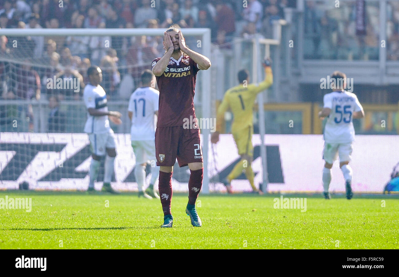 Turin, Italy. 08th Nov, 2015. Gaston Silva is disappointed after missing a chance during the Serie A match between Torino FC and FC Internazionale. Credit:  Nicolò Campo/Pacific Press/Alamy Live News Stock Photo