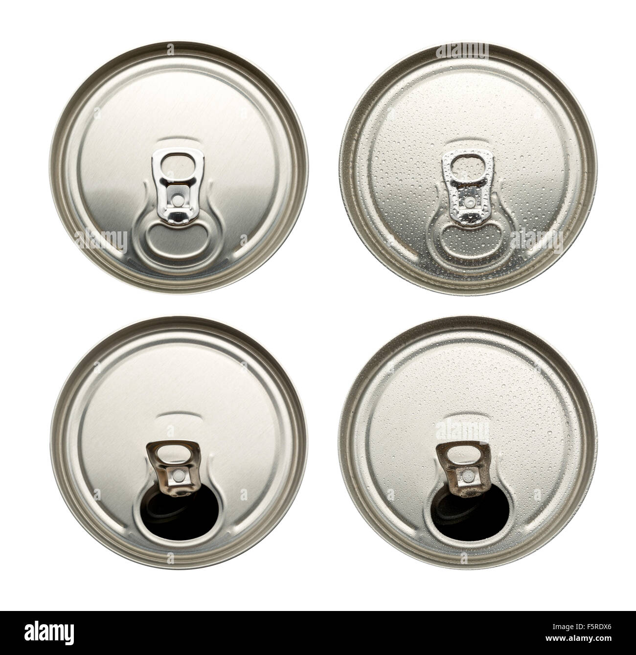 Four aluminum cans  isolated on white background Stock Photo