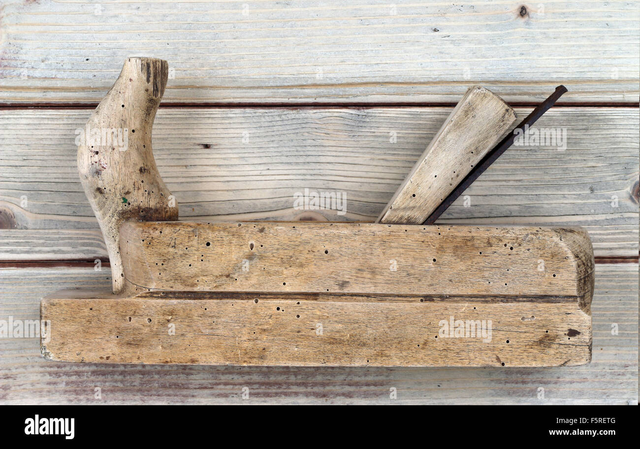 Hand tool - wood planer Stock Photo