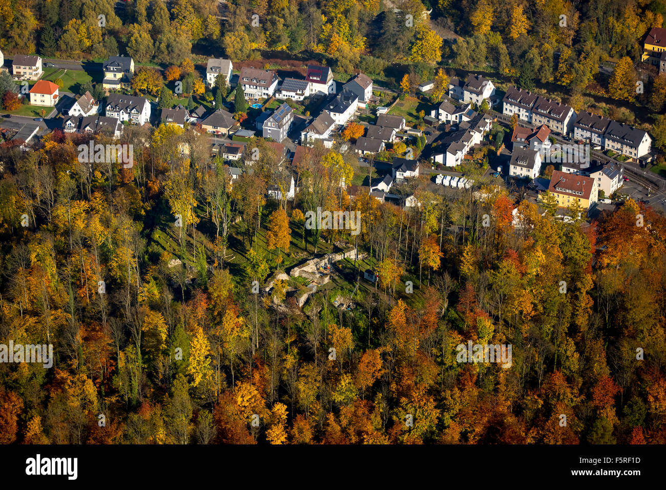 Excavations at the ruins Rüdenberg, autumn, Arnsberg, Sauerland, North ...