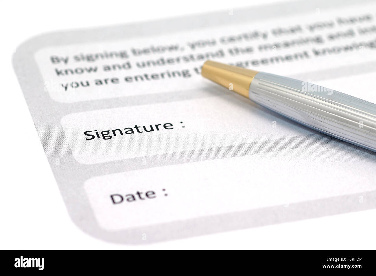 signature field on document with a pen Stock Photo