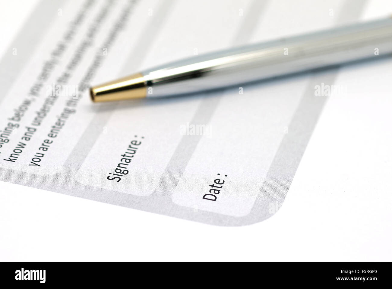 signature field on document with a pen Stock Photo