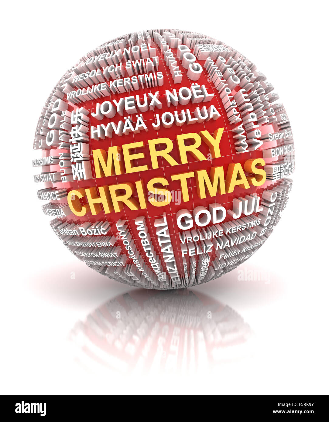 Sphere with christmas greetings in different languages Stock Photo