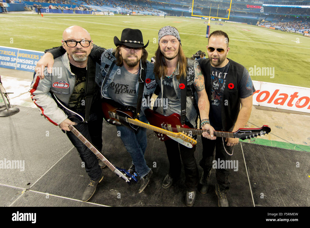 The Road Hammers performs the new single One Horse Town at the Boots and  Hearts Half Time Show during the Argos game in Toronto on November 6, 2015  Stock Photo - Alamy