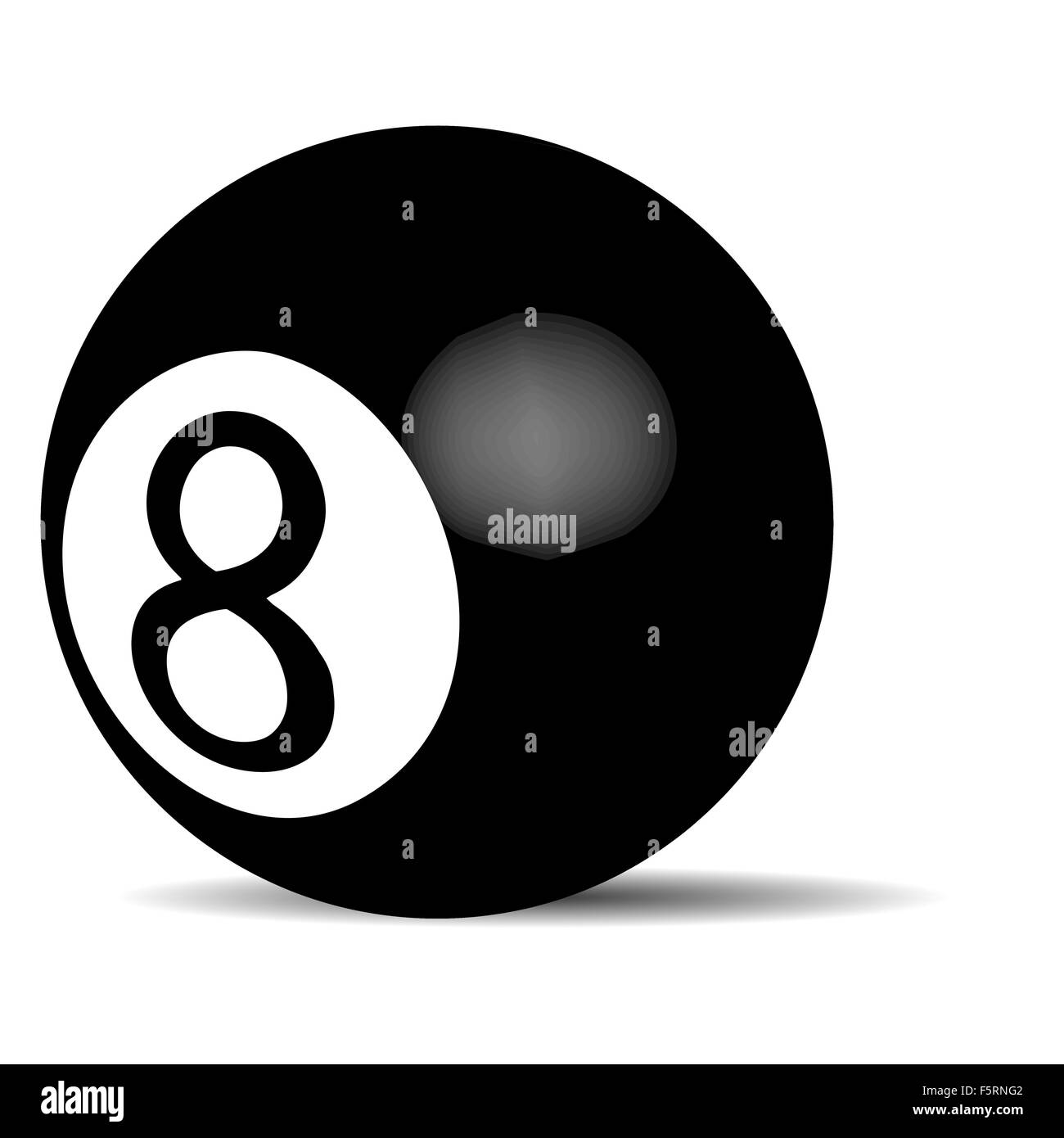 Black billiard ball Eight. Object game, pool recreation, leisure snooker. Vector art design abstract unusual fashion illustratio Stock Photo