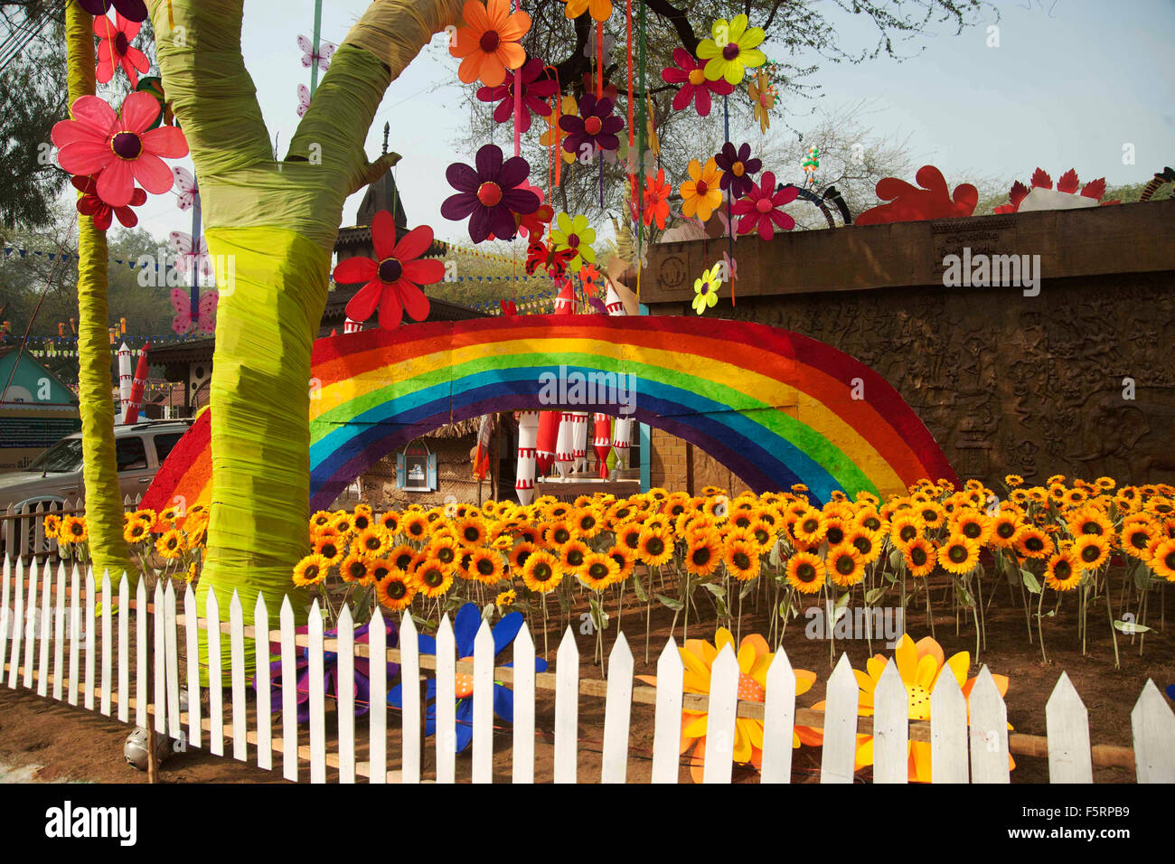Colourful flower decoration stall, surajkund mela, haryana, india, asia Stock Photo