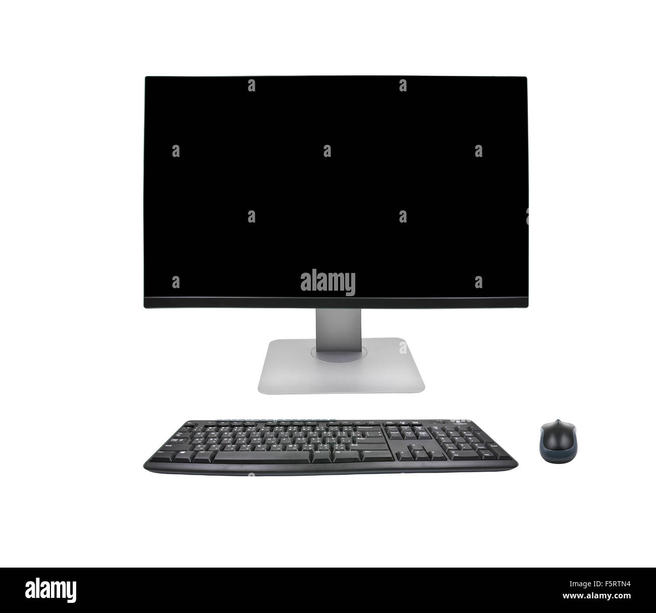 Desktop computer and keyboard and mouse on white background Stock Photo