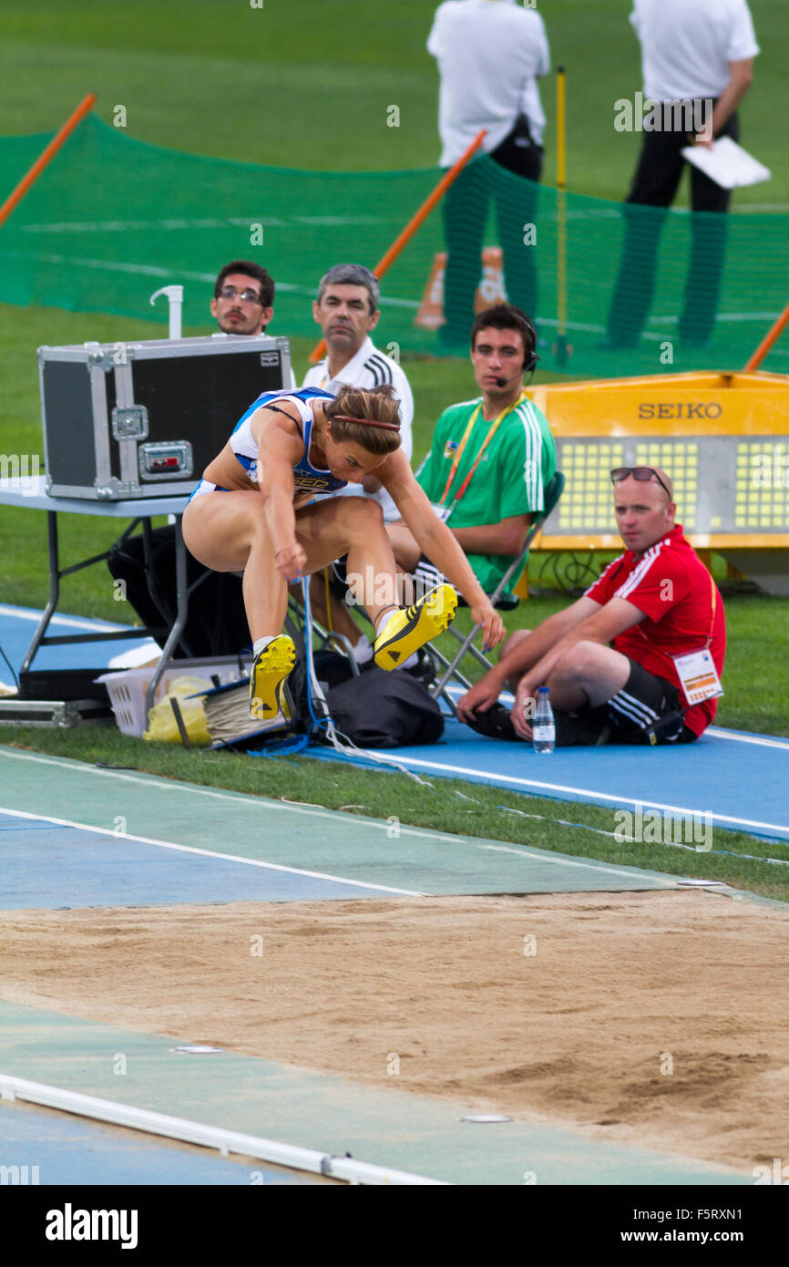 Long Jump event of the 20th World Junior Athletics Championships ,Barcelona,Spain Stock Photo