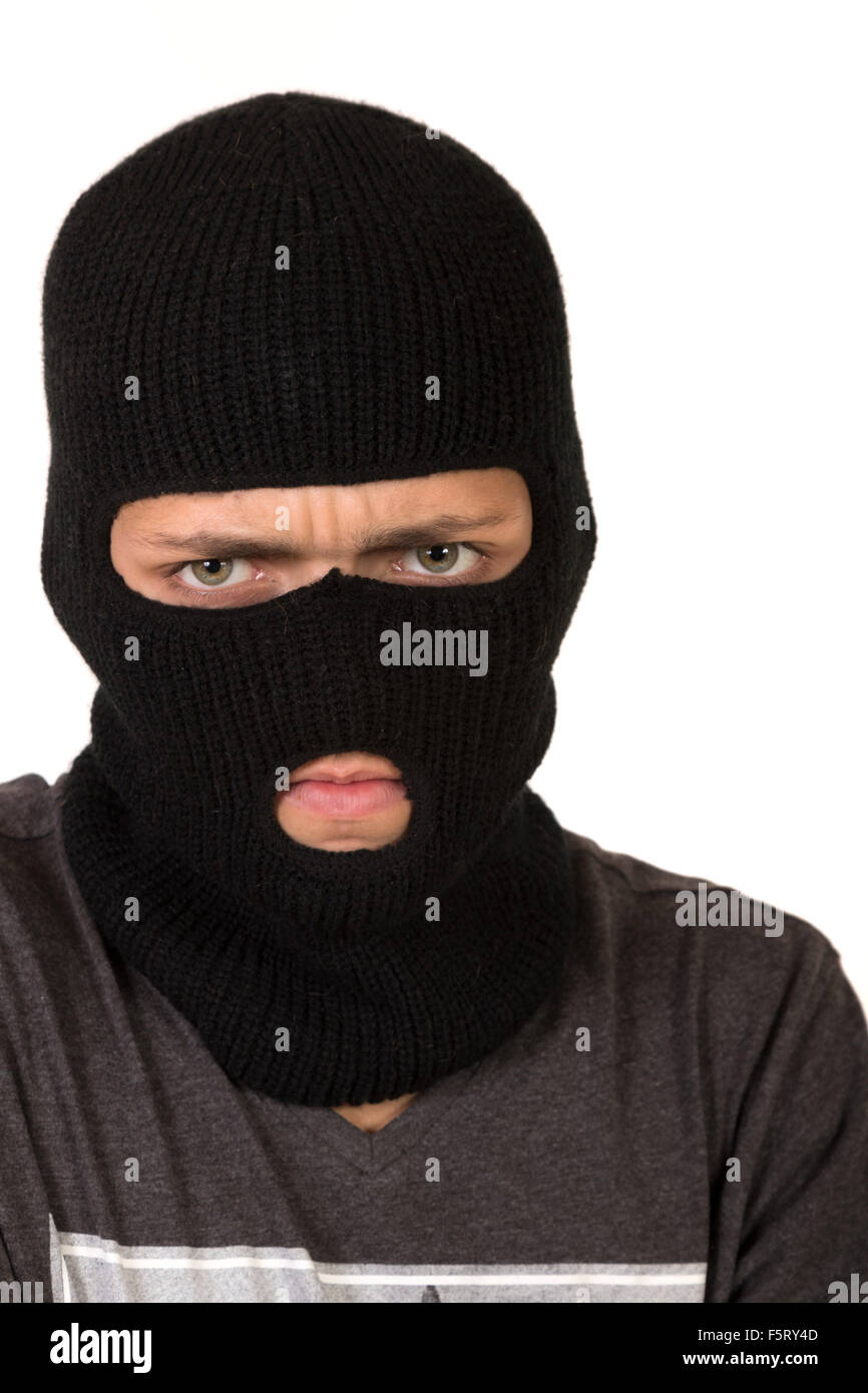 Teenage boy wearing a ski mask Stock Photo Alamy