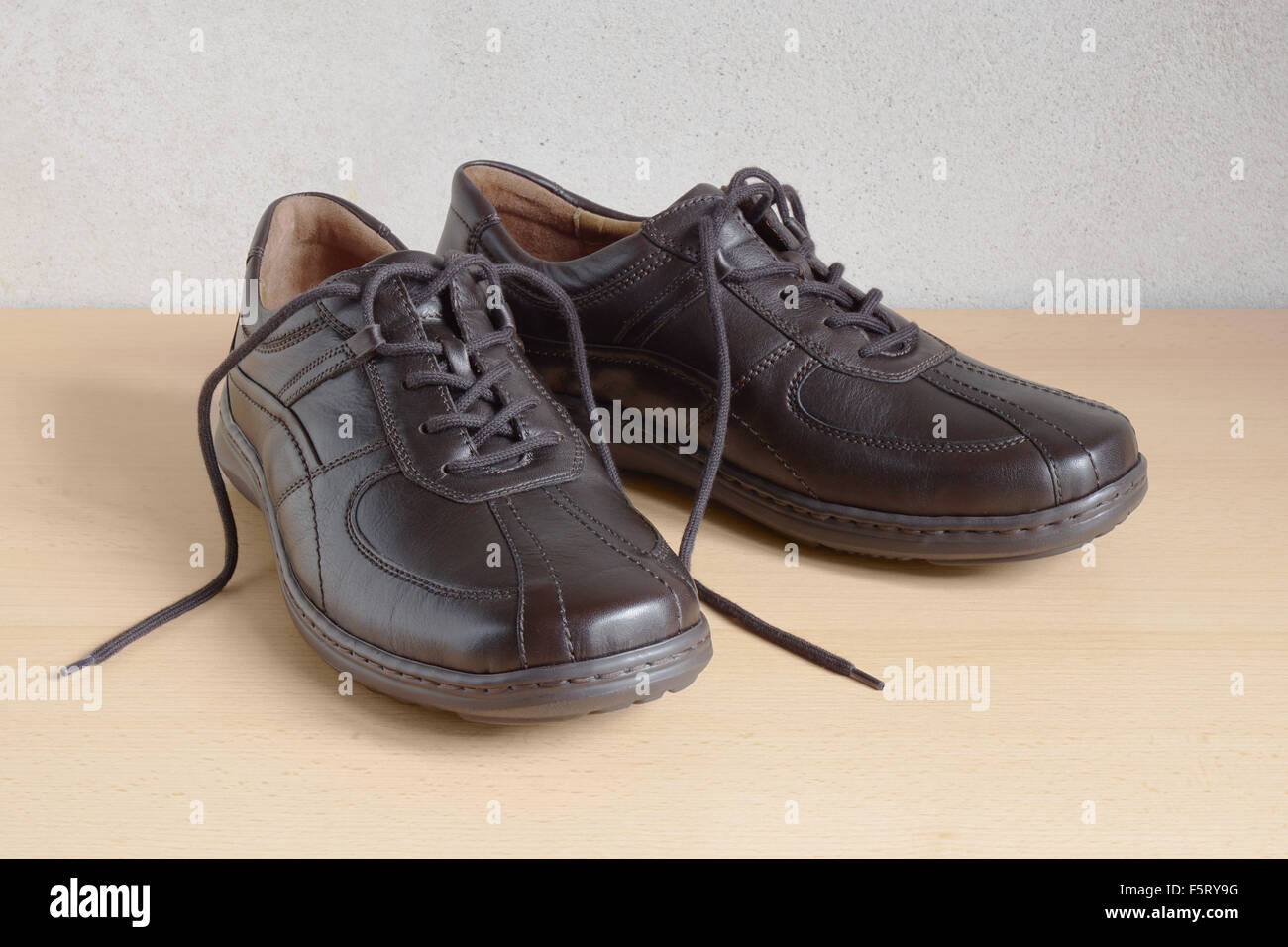dark brown mens shoes Stock Photo