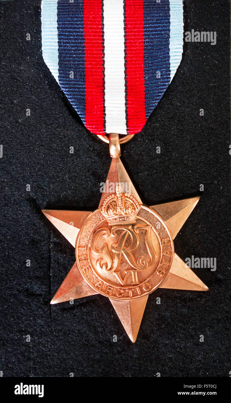 Arctic Star campaign medal awarded to the Royal Navy Seamen who escorted the Arctic Convoys in WW2 delivering supplies to Russia Stock Photo