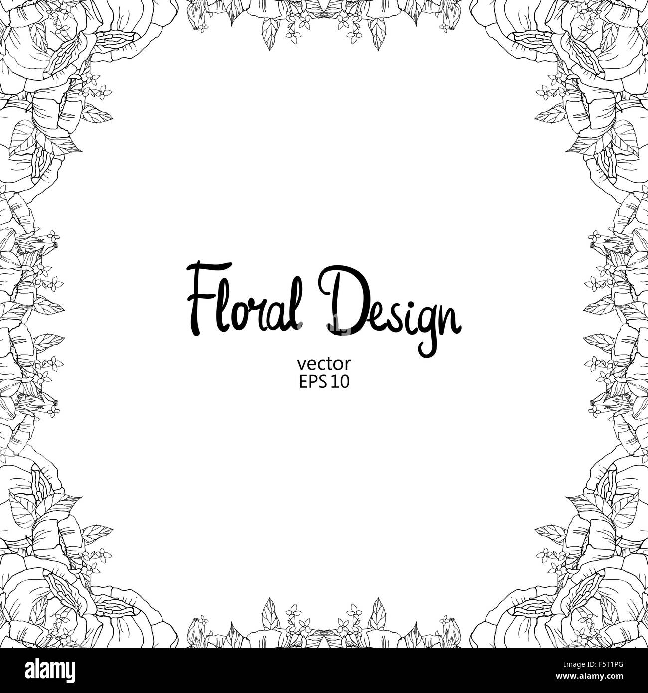Floral black and white frame Stock Vector Image & Art - Alamy