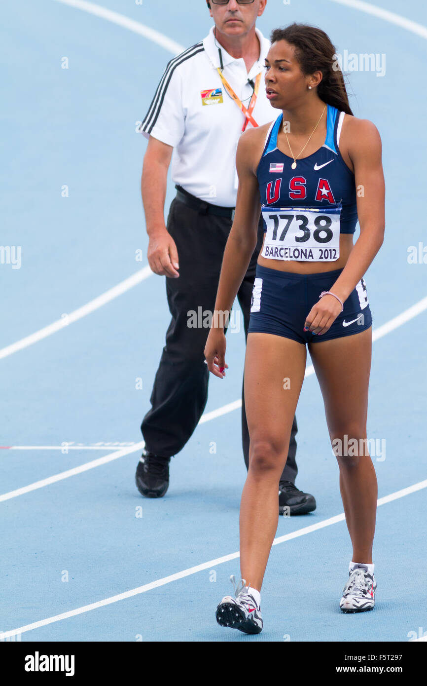 Olivia Ekpone from USA,200 meters,20th World Junior Athletics Championships, 2012 in Barcelona