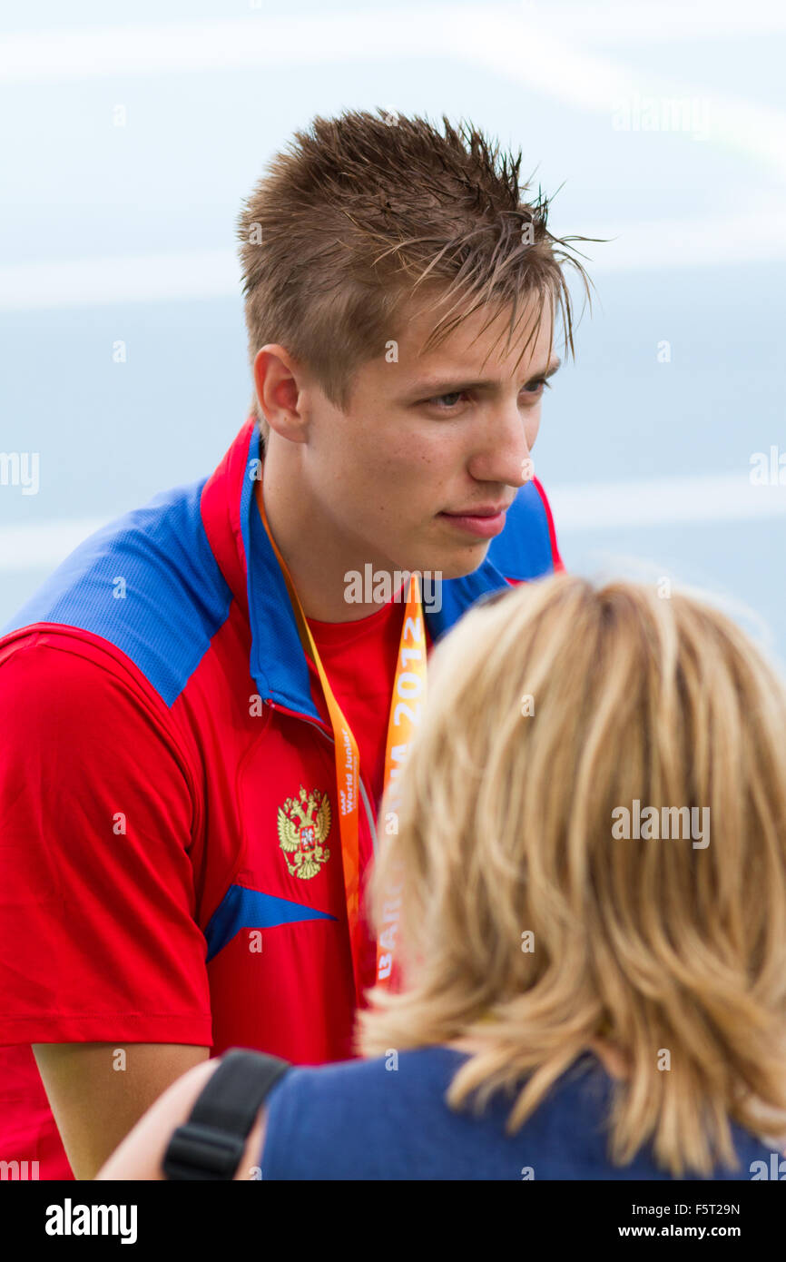 Sergey Morgunov of Russia,Men's Long Jump,14th IAAF World Junior Championships 2012 in Barcelona, Spain. Stock Photo
