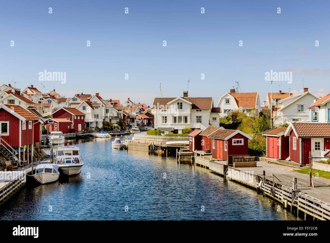 Sweden West Coast Bohuslan Grundsund View Of Fishing Village And