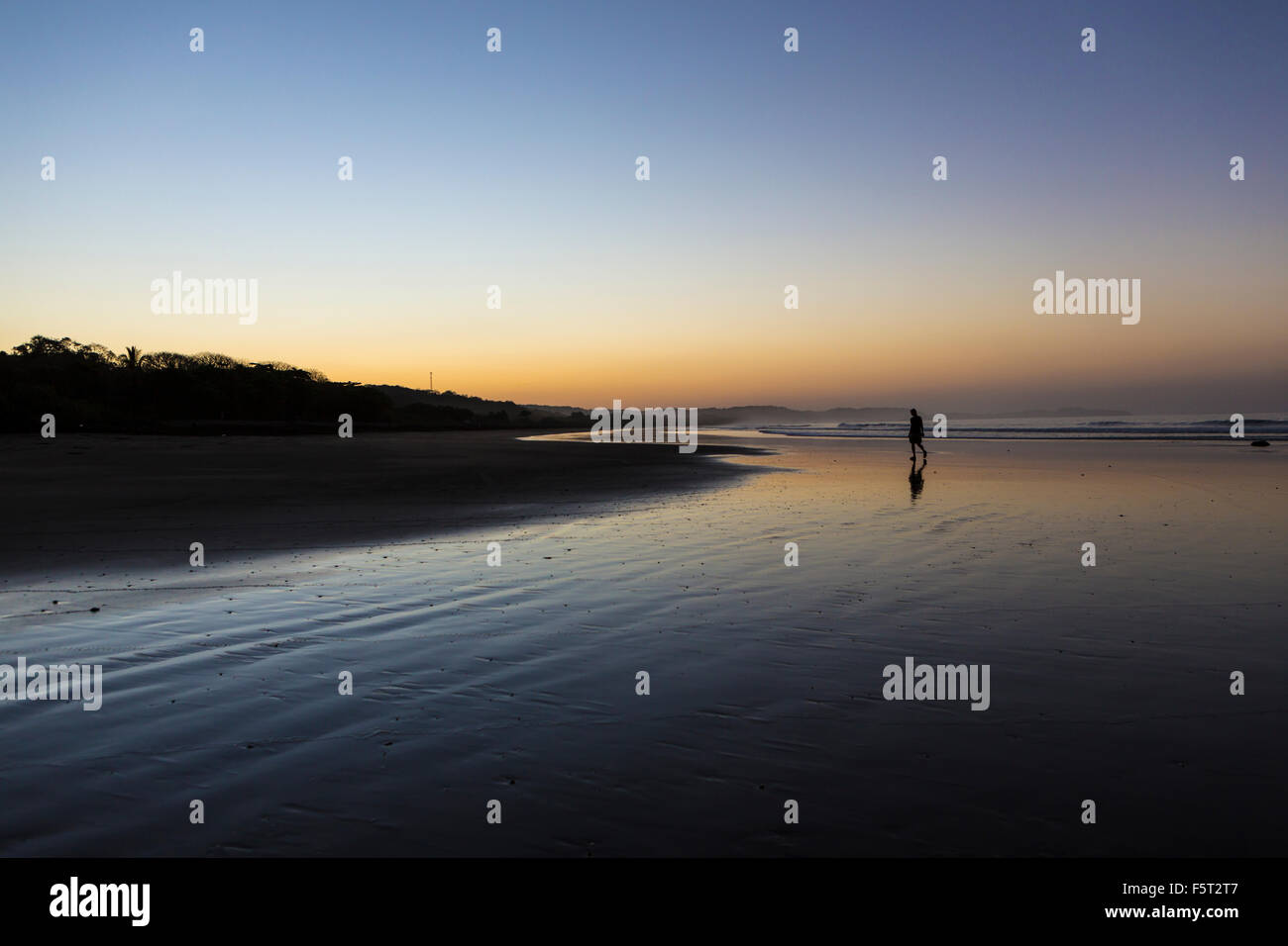 Costa Rica, Nosara, Ostional Wildlife Refuge, Silhouette of person on