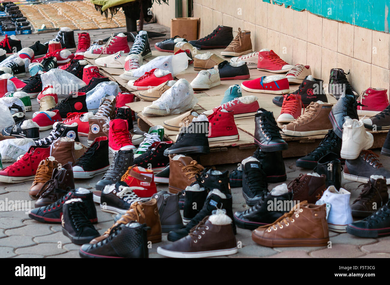 Shoe stall, Independence Avenue, Ndola, Zambia Stock Photo Alamy