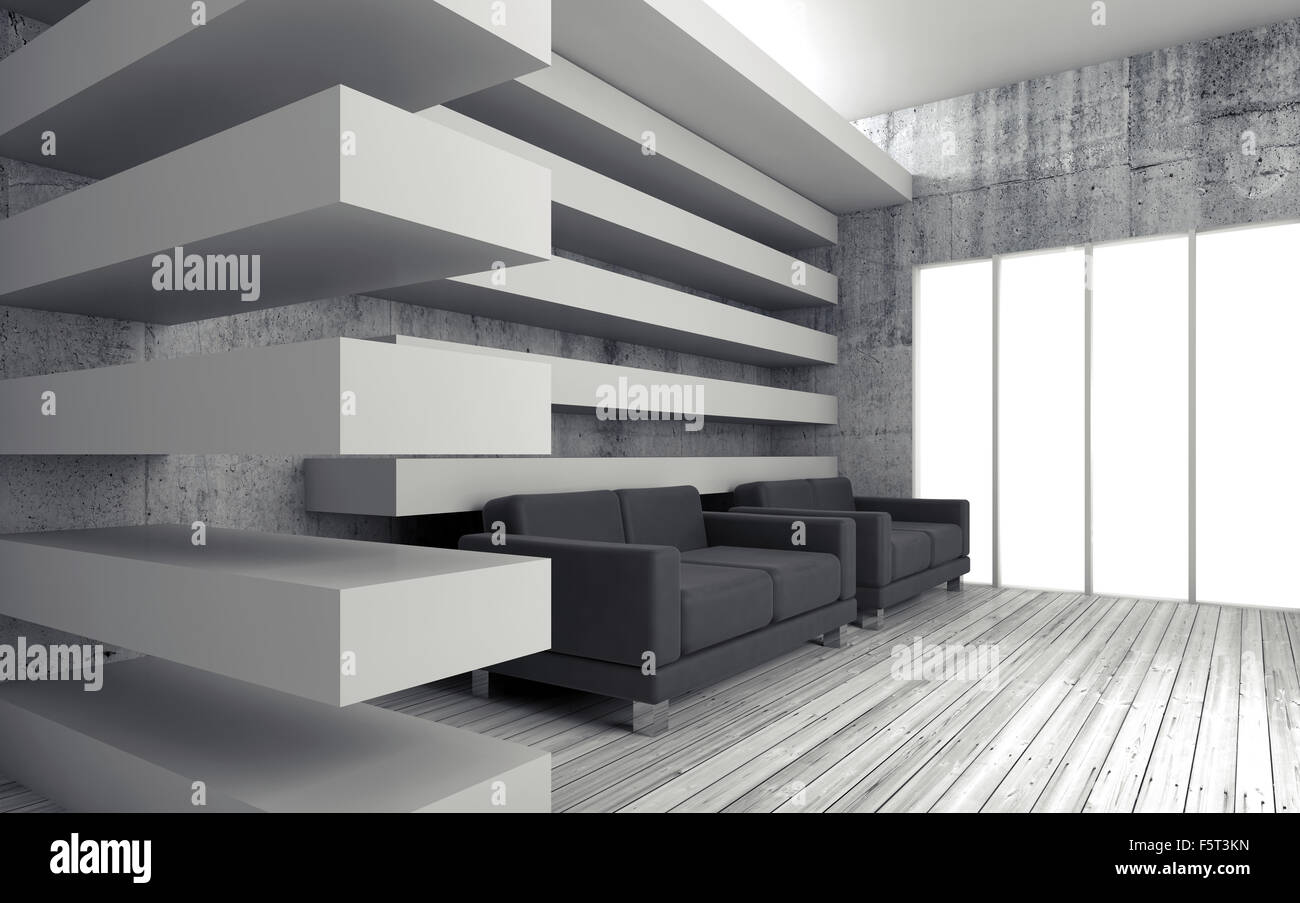 White Interior Background With Decoration Beams Black