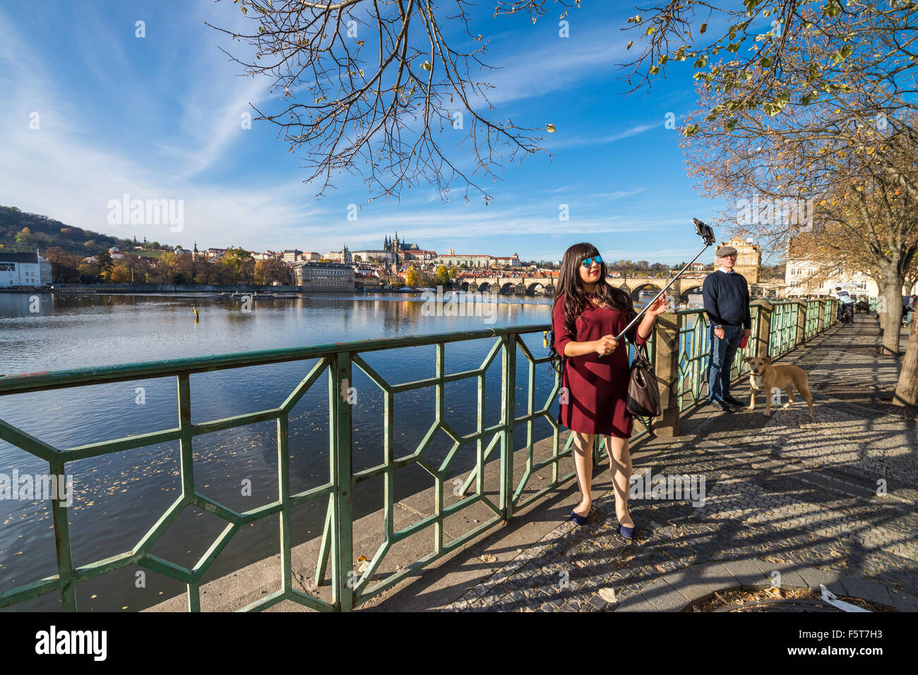 young woman make a selfie, background Prague castle and river Vltava, Czech  republic Stock Photo - Alamy