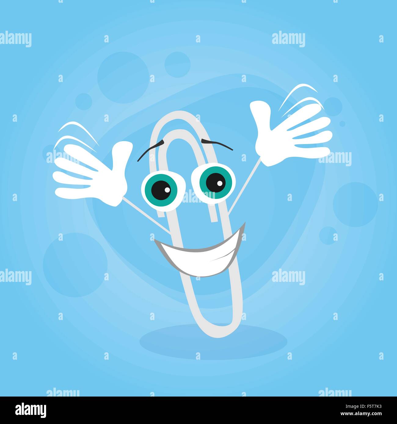 Paperclip Cartoon Character Happy Smile Clip Office Stock Vector Image