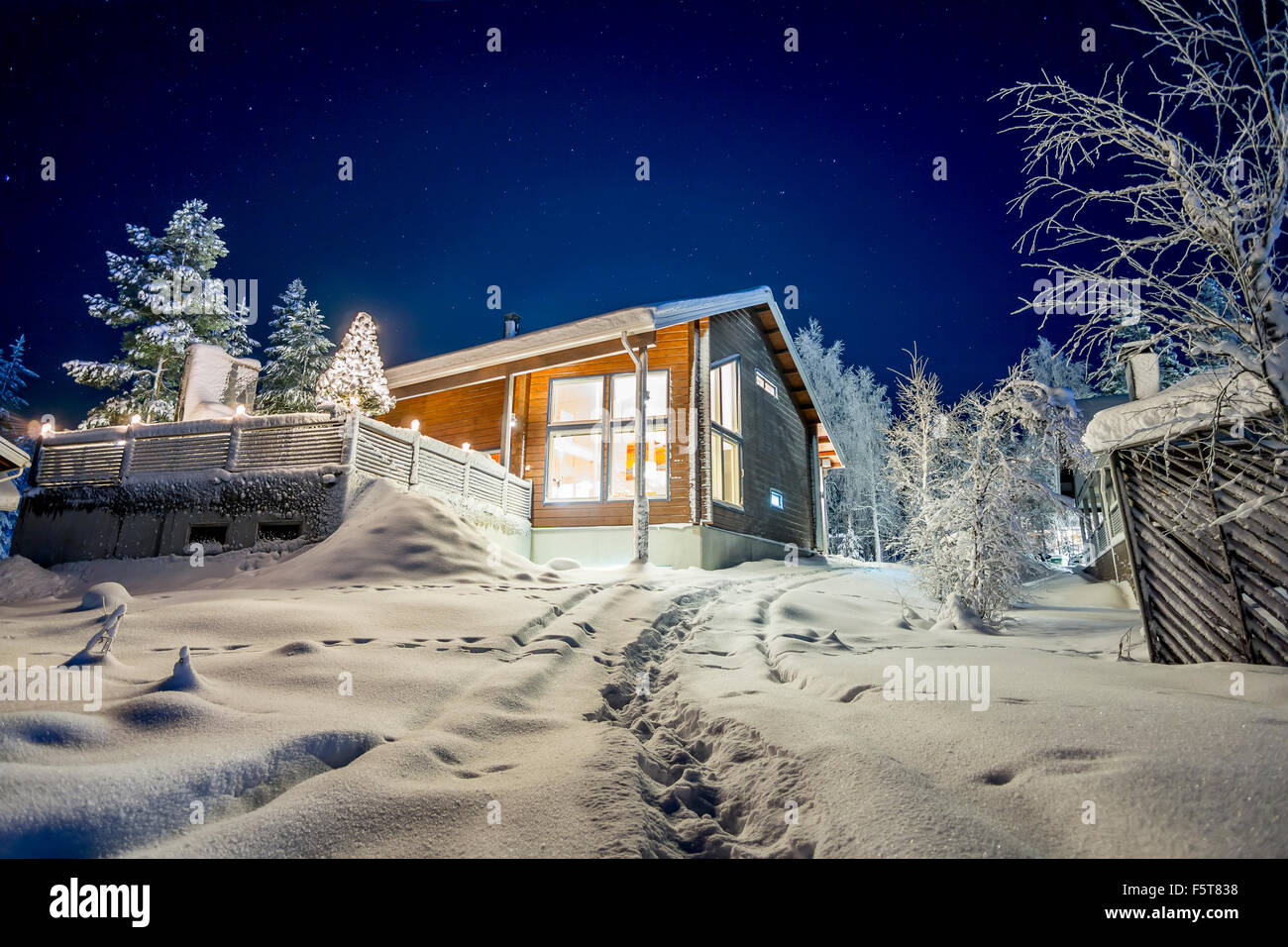 Finland, Lapland, Kittila, Levi, Cottage in winter Stock Photo - Alamy