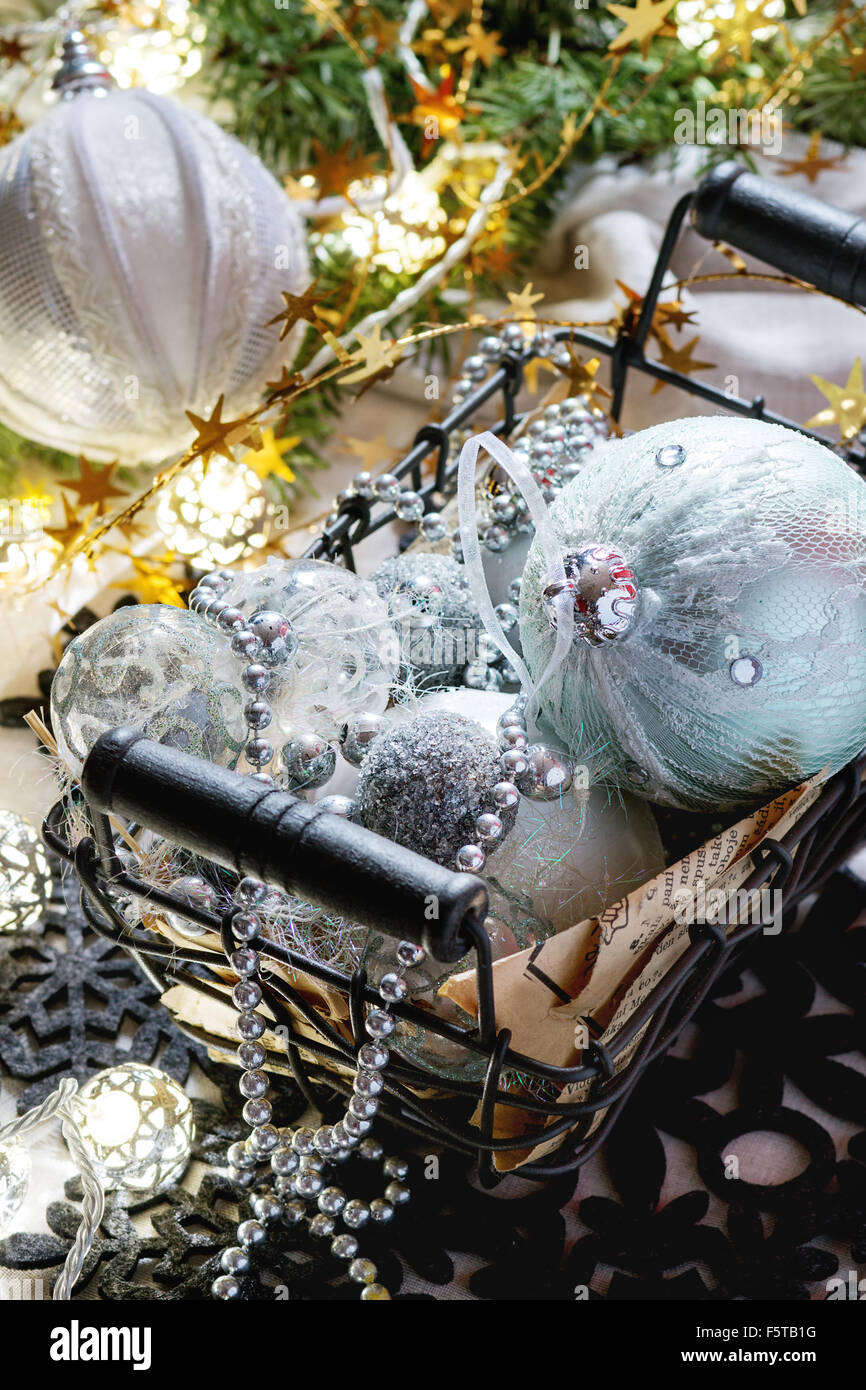 White Christmas Balls Stock Photo Alamy