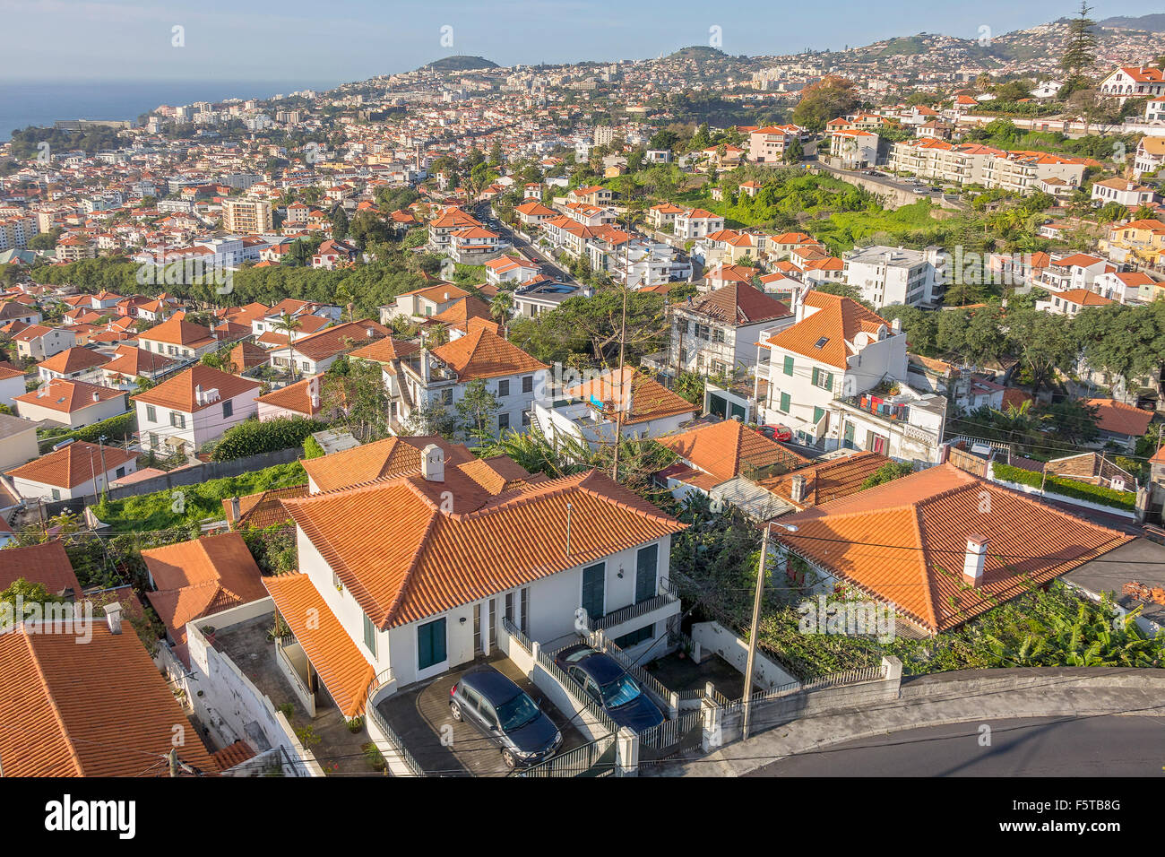 Aerial View Of Funchal Houses Madeira Portugal Stock Photo Alamy