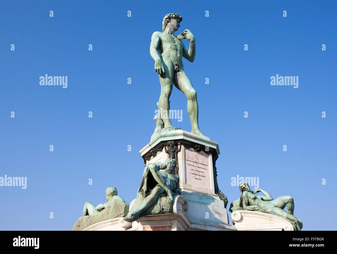 Replica of Michelangelo's 'David' can be found in the hills overlooking Florence at the Piazzale Michelangelo Stock Photo
