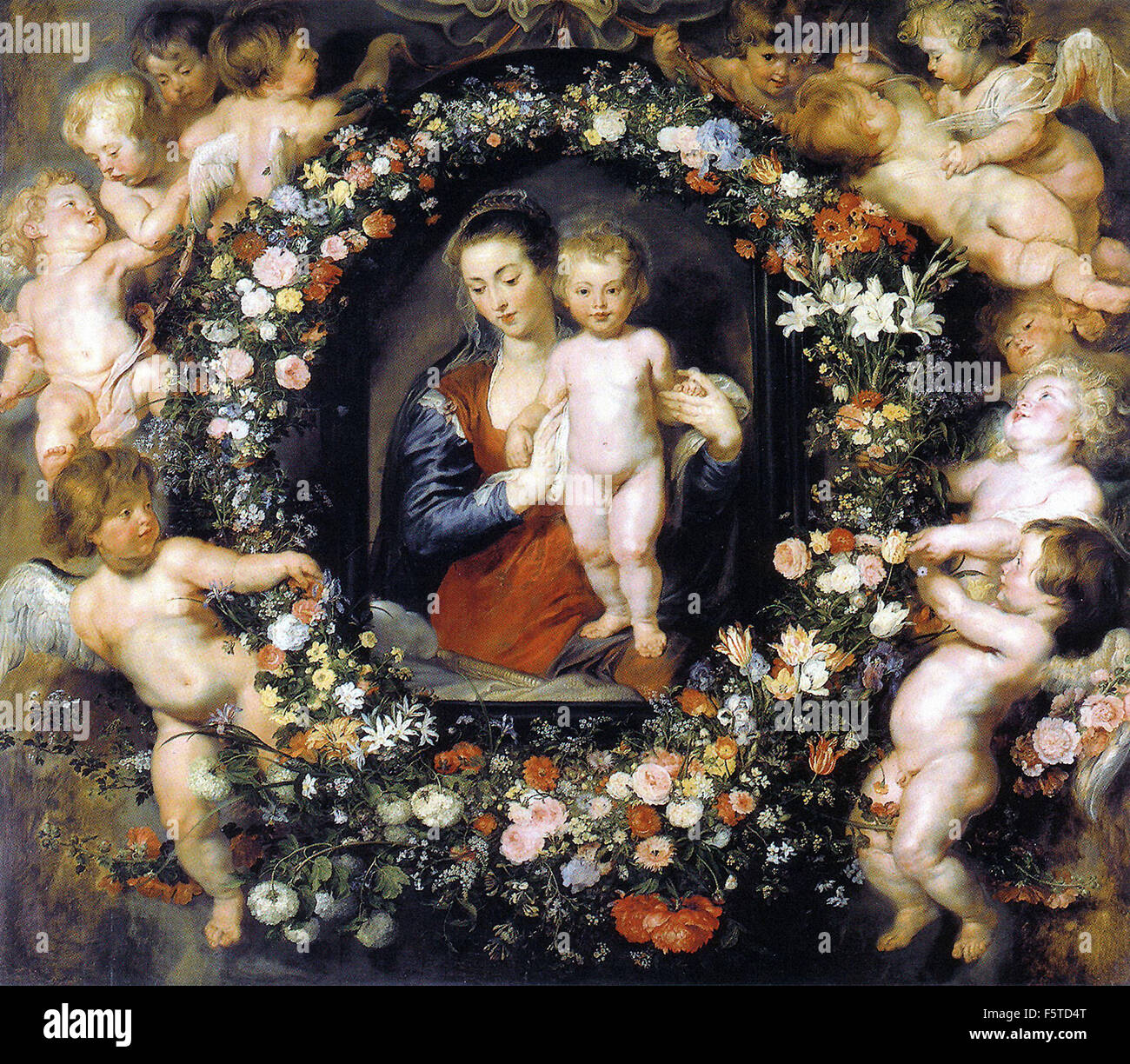 Peter Paul Rubens - Madonna in a Garland of Flowers Stock Photo