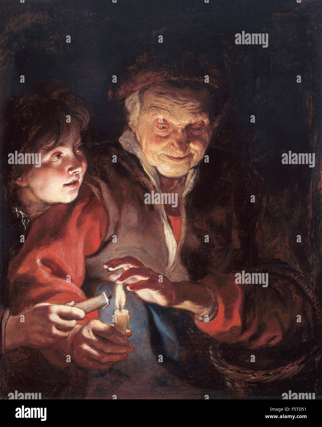 Peter Paul Rubens - Old Woman and Boy with Candles Stock Photo