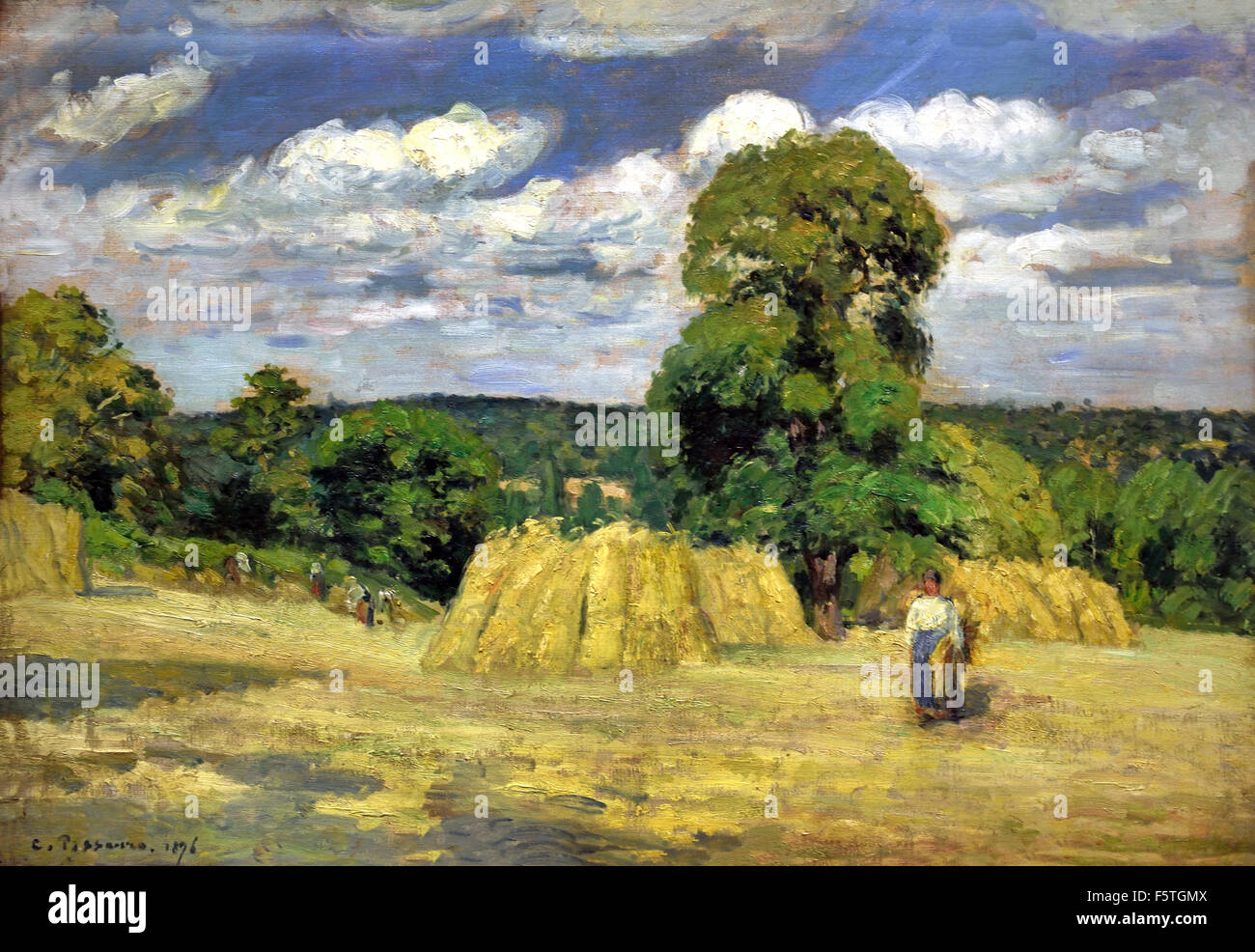 Harvest at Montfoucault. 1876  Camille Pissarro 1830 - 1903 France French Stock Photo