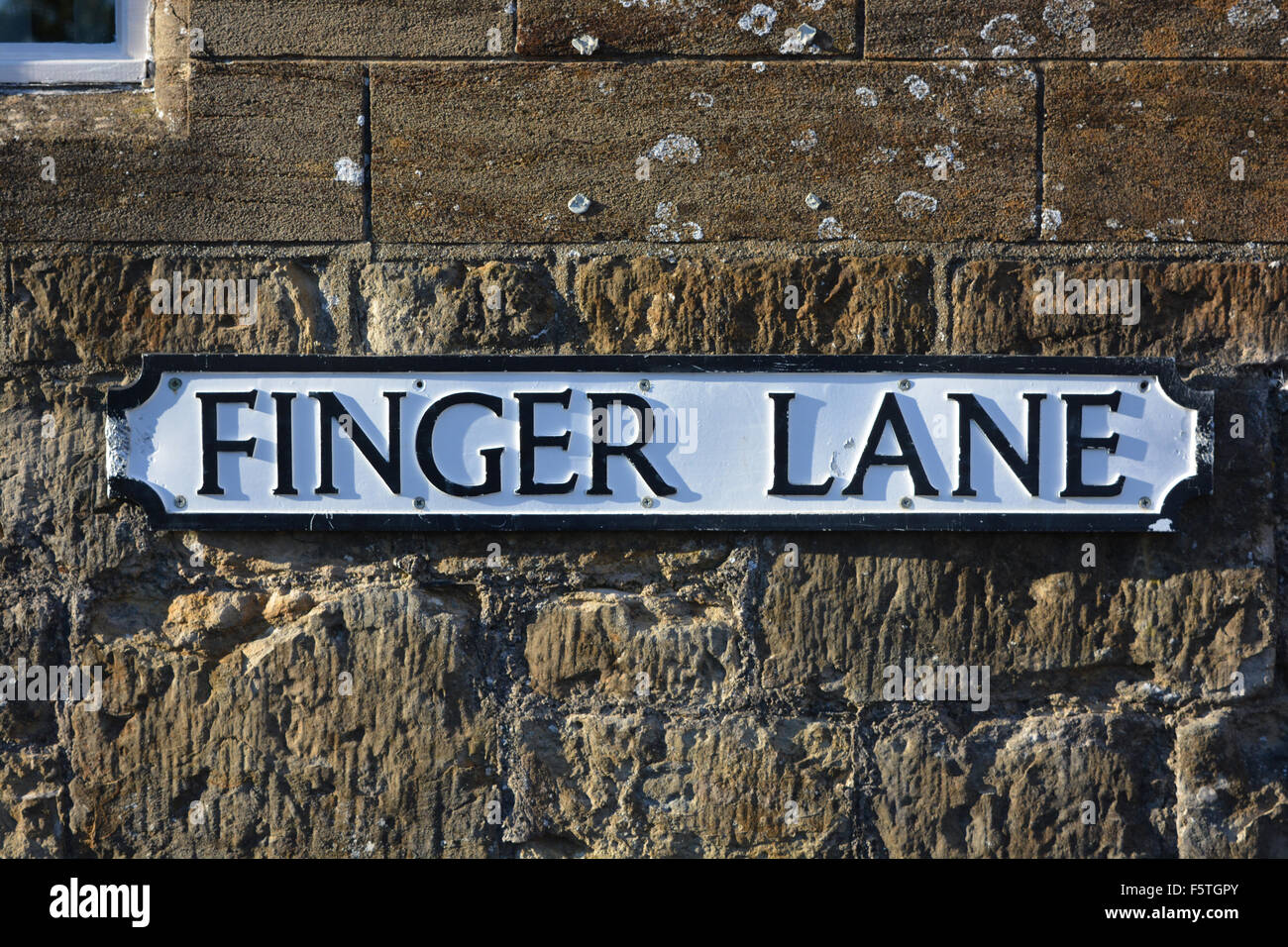 Finger Lane road sign, Sherborne, Dorset Stock Photo