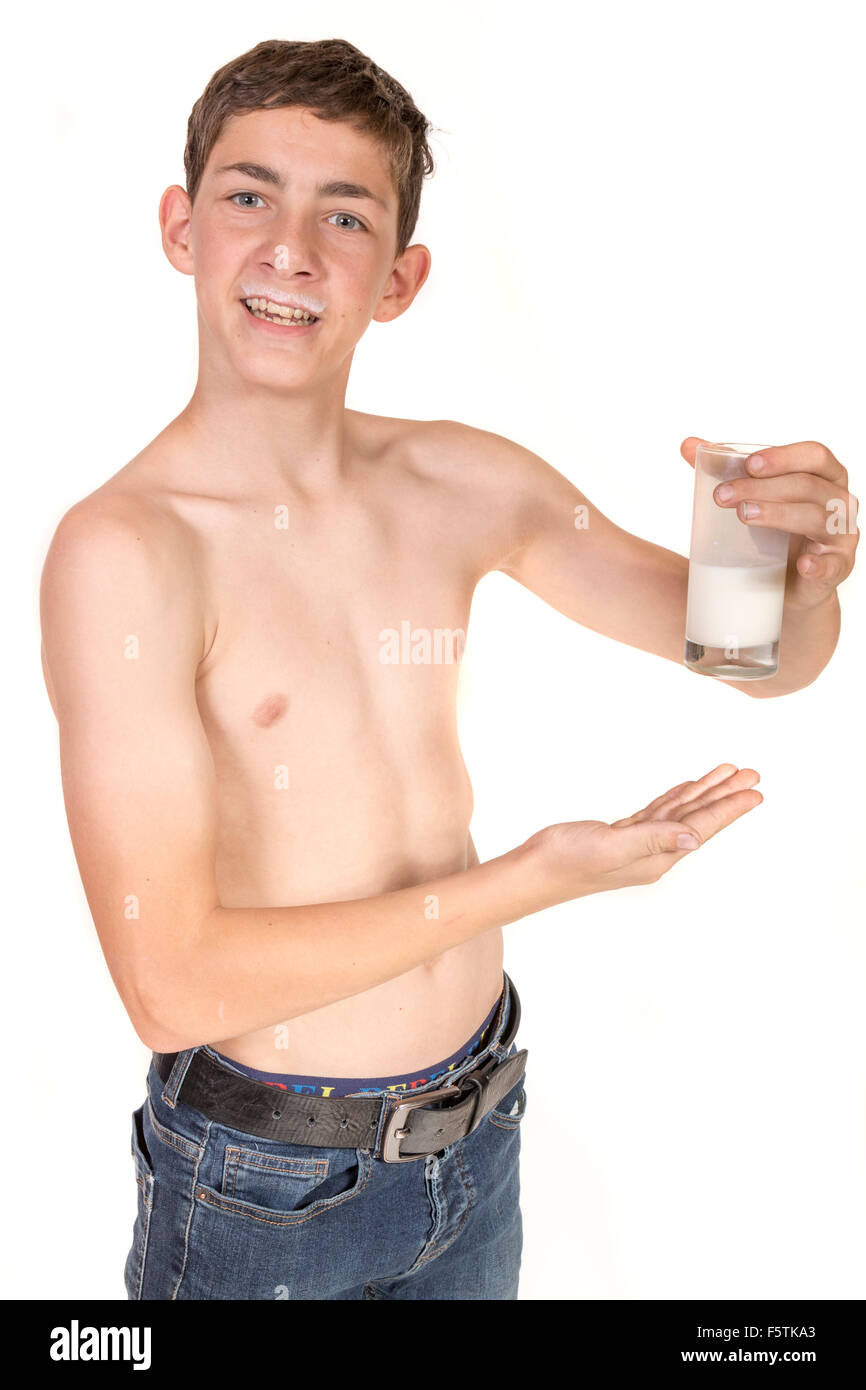 Teenage boy with a milk "tash Stock Photo - Alamy.