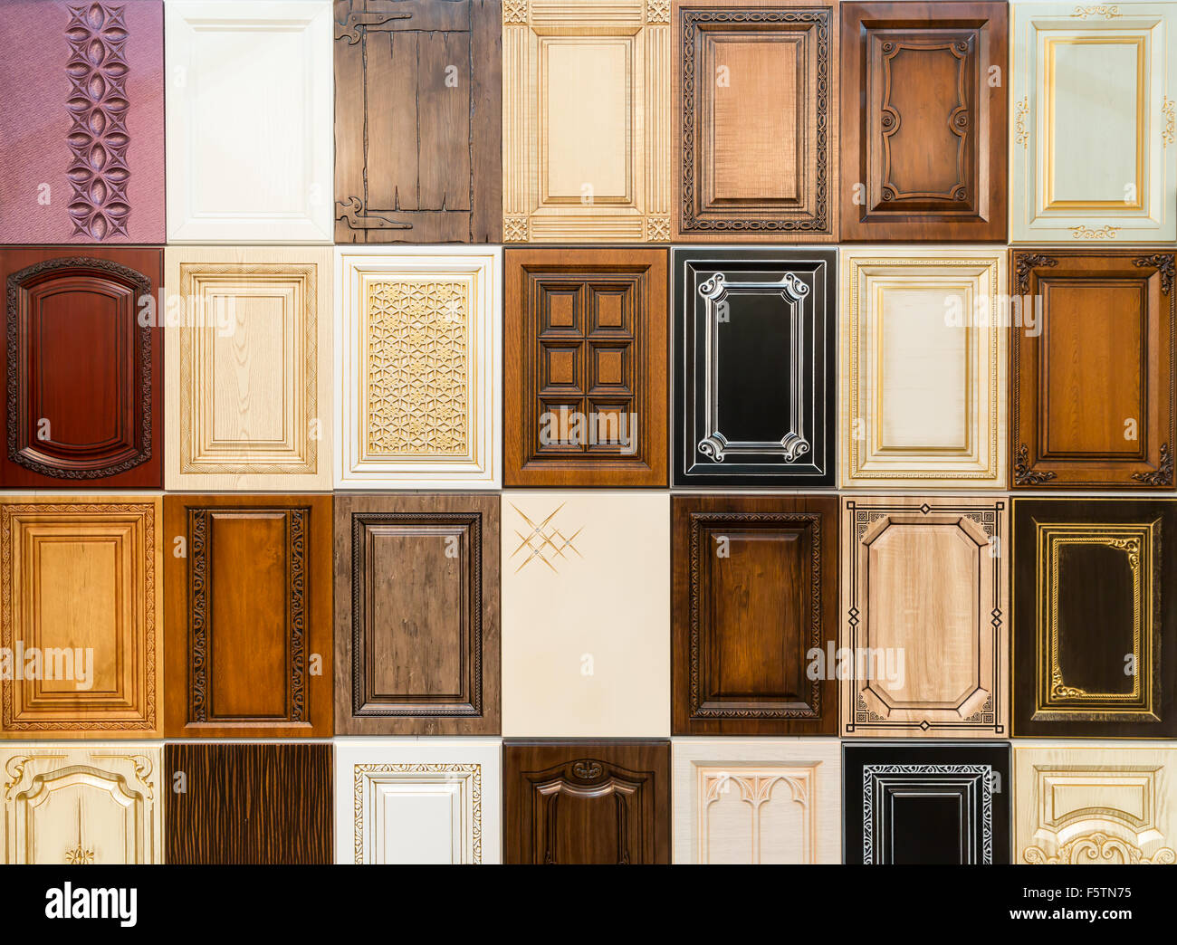 Set of decorative furniture wooden doors Stock Photo Alamy