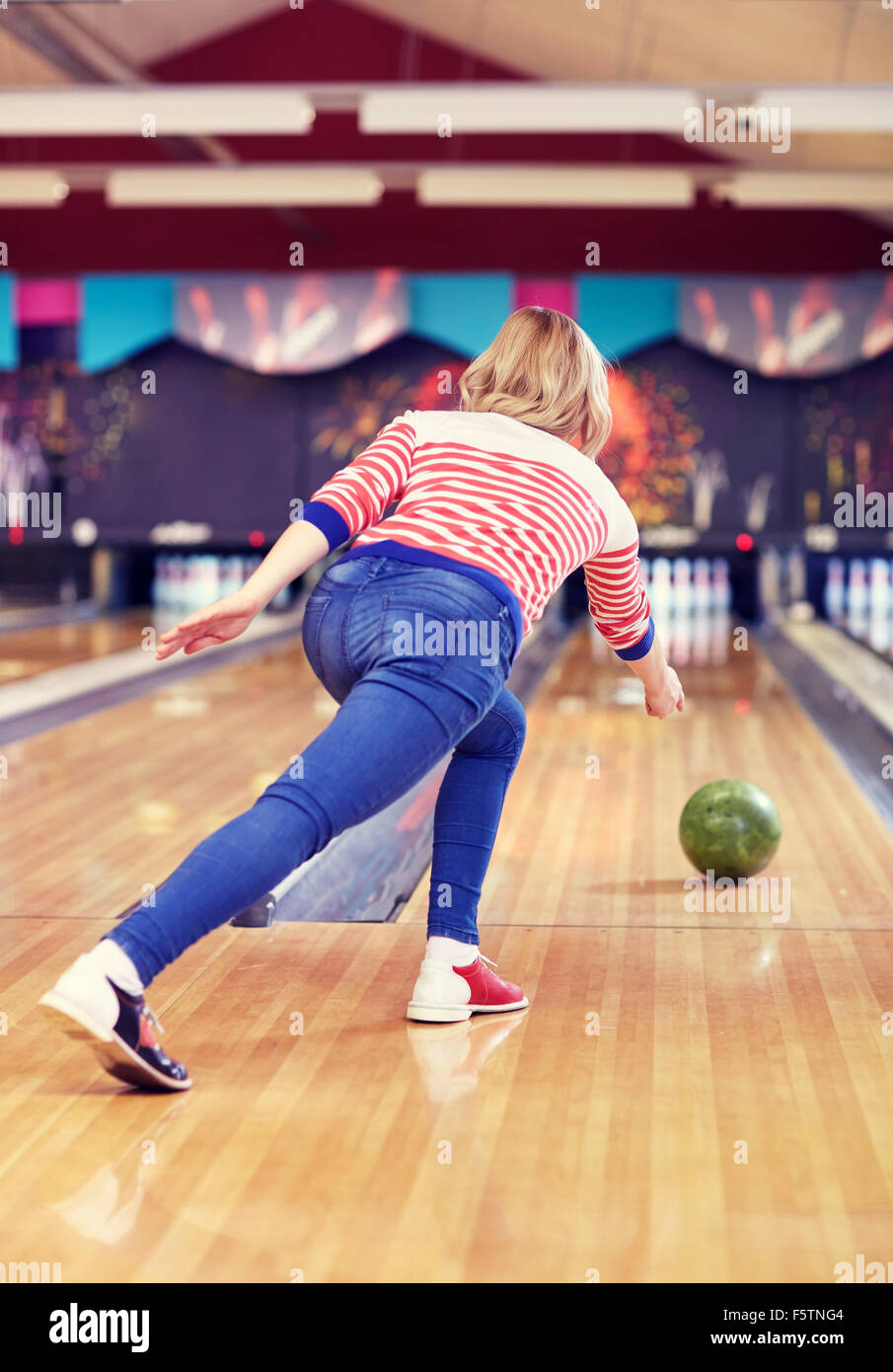 Playing skittles skittle alley hi-res stock photography and images - Alamy