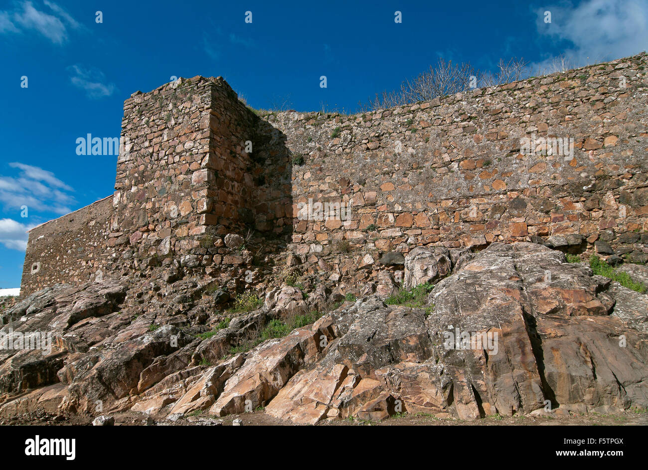 Castle, 13th century, Cumbres de San Bartolome, Huelva province, Region of Andalusia, Spain, Europe Stock Photo