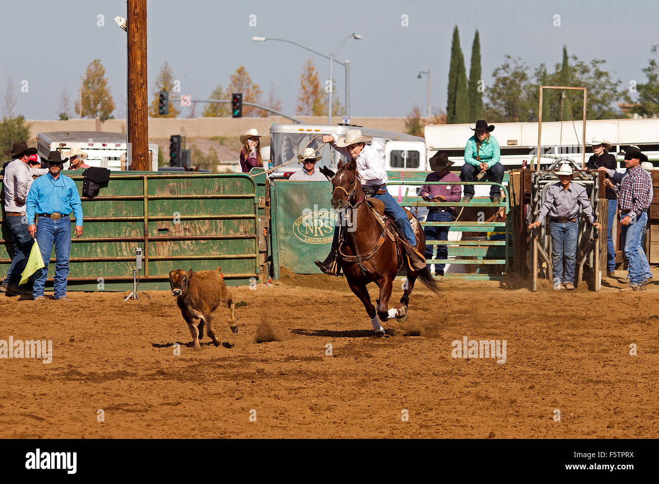 Youth compete in a NSRA youth rodeo in Lincoln, California Stock Photo
