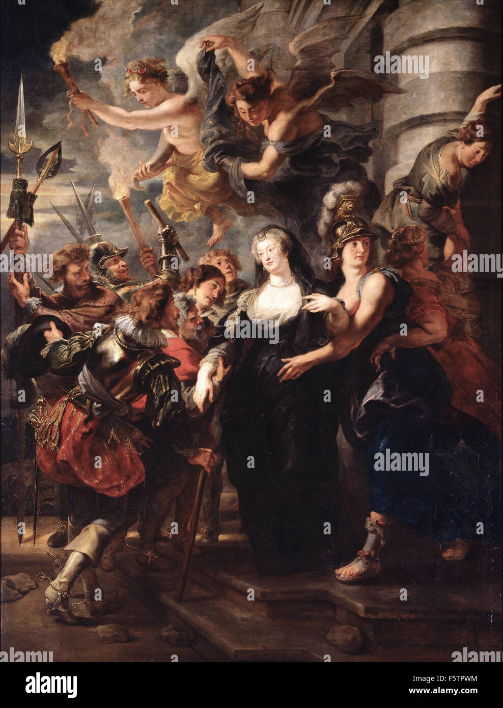 Peter Paul Rubens - Queen Marie de Medici Fleeing Blois Castle the Night of February 21   1619 Stock Photo