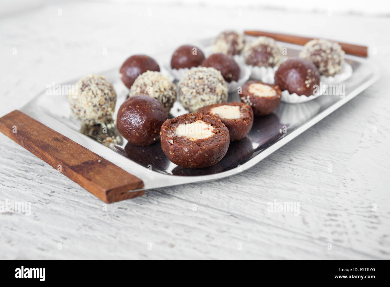 Chocolate ball with topping Stock Photo