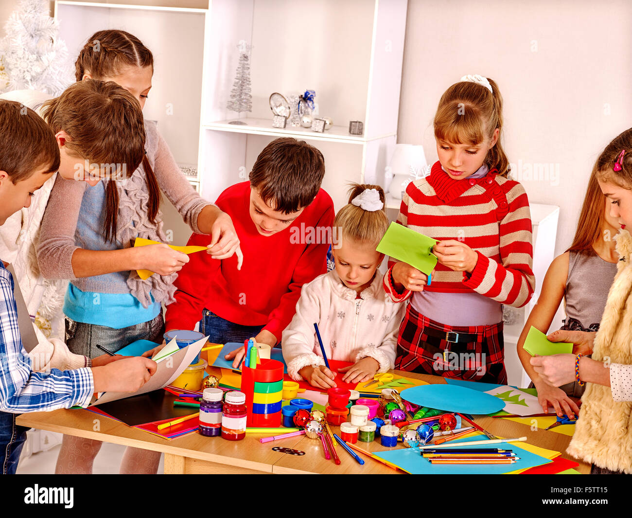 Children painting at art school Stock Photo - Alamy