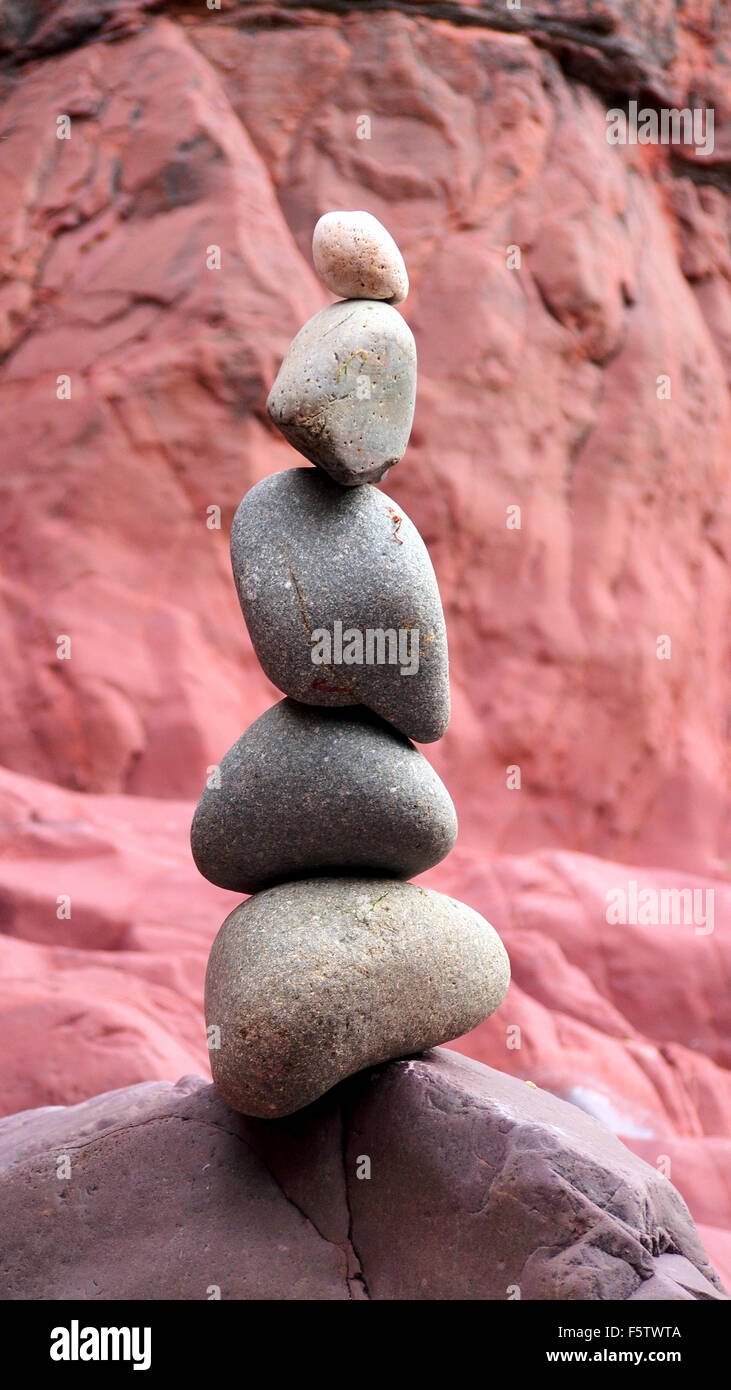Stone tower on beach Stock Photo Alamy