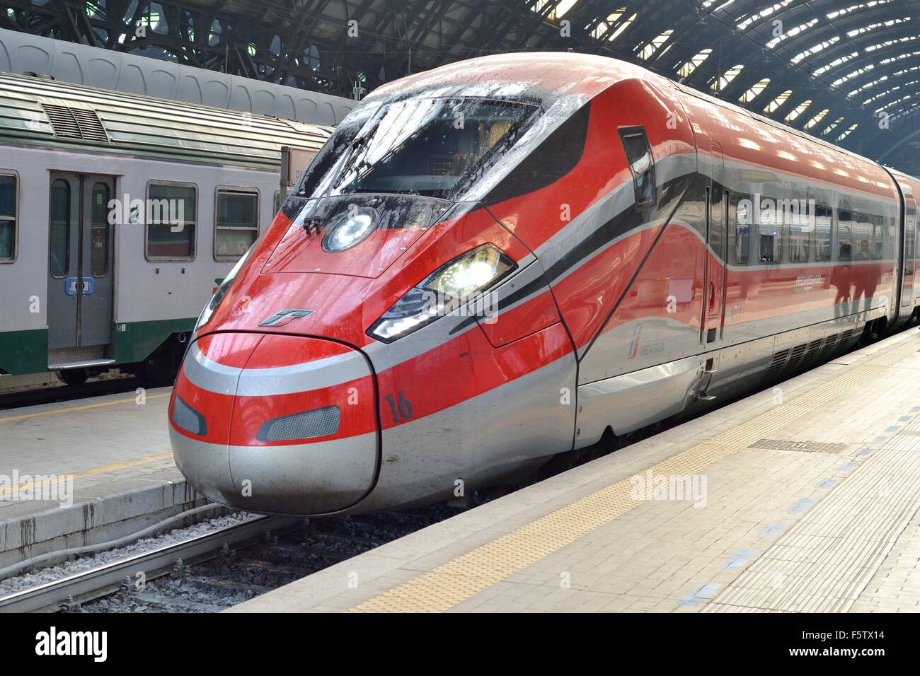 Head of Frecciarossa 1000 (ETR 1000), in Milan Central station Stock Photo