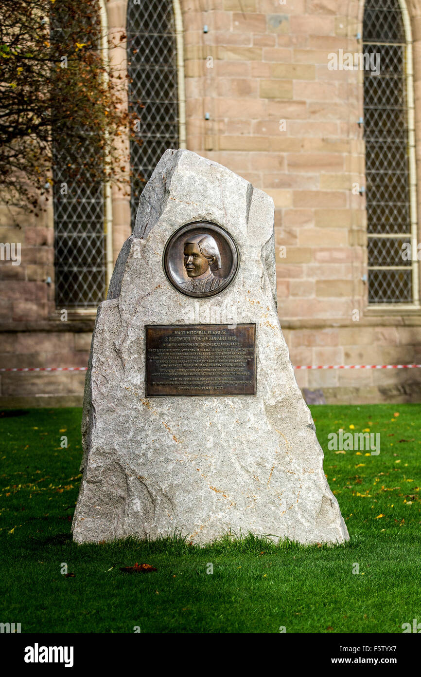 Mary Mitchell Slessor monument erected on January 2015 on the 100th anniversary of her death at the Steeple church in Dundee, UK Stock Photo