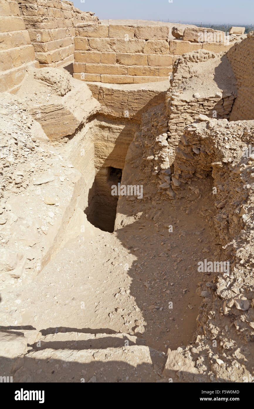 Western extension of the sanded up early dynastic trench at the necropolis of Sakkara also known as Saqqara Egypt Stock Photo