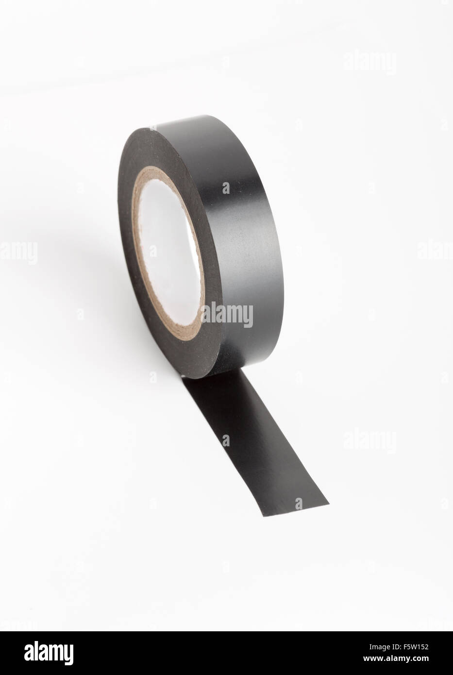 Black industrial tape isolated on white bsckground Stock Photo