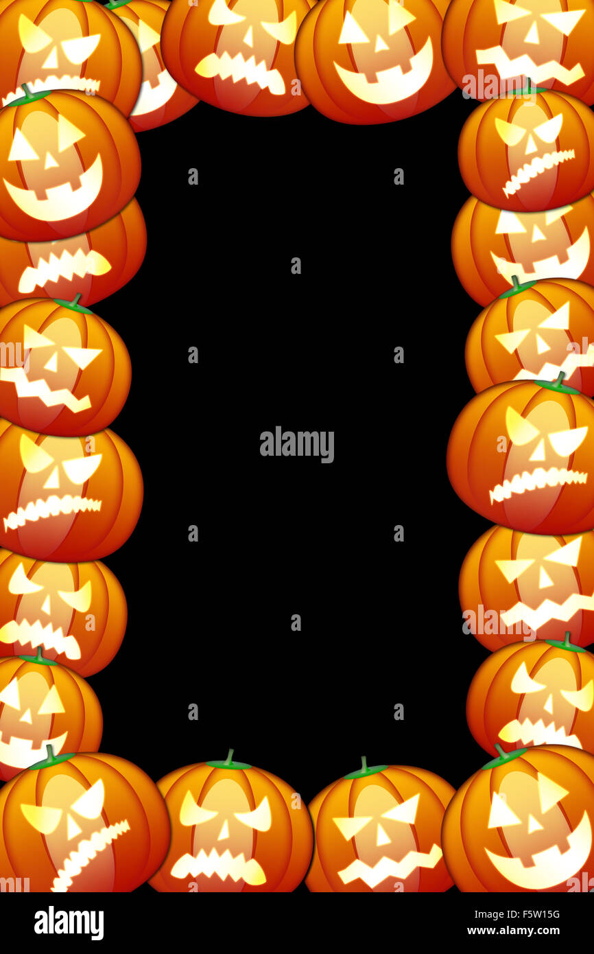 Frame of halloween pumpkins. Isolated on black background Stock Photo ...