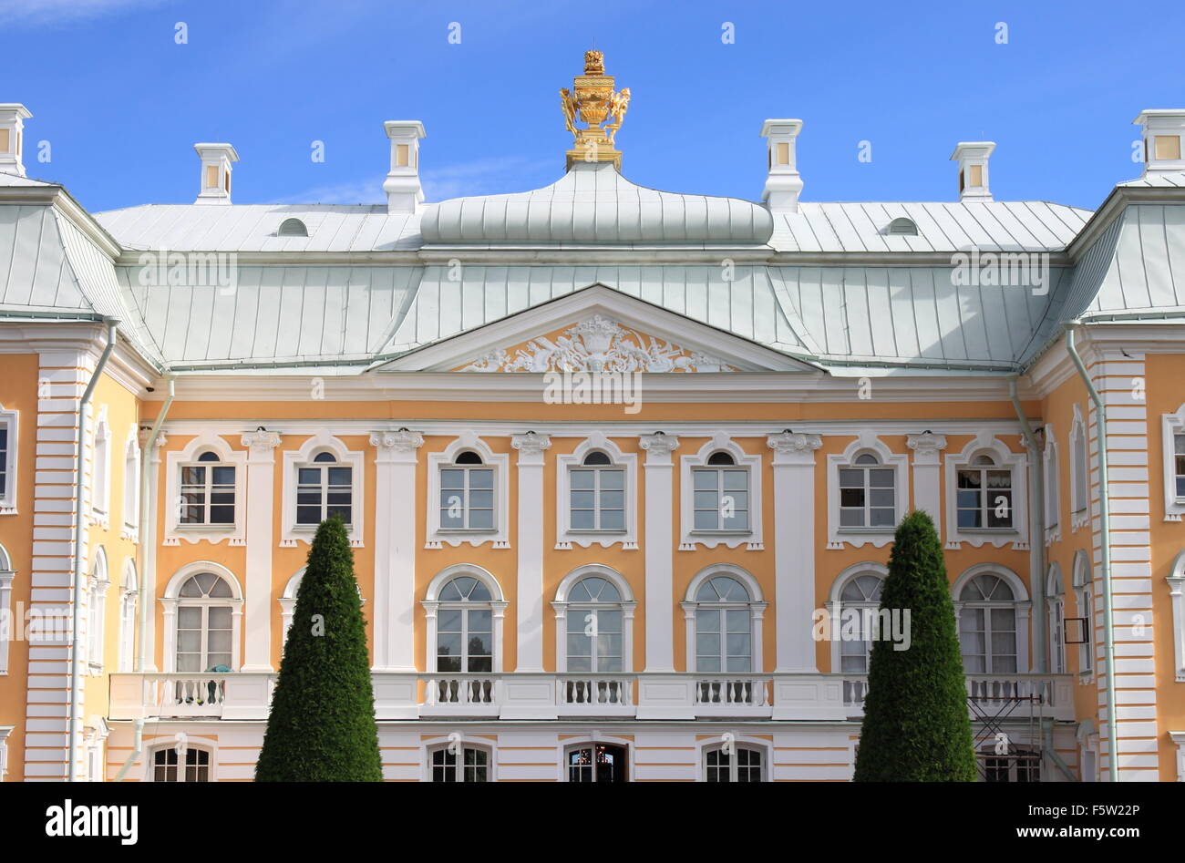Facade of Peterhof Palace in St. Petersburg, Russia Stock Photo